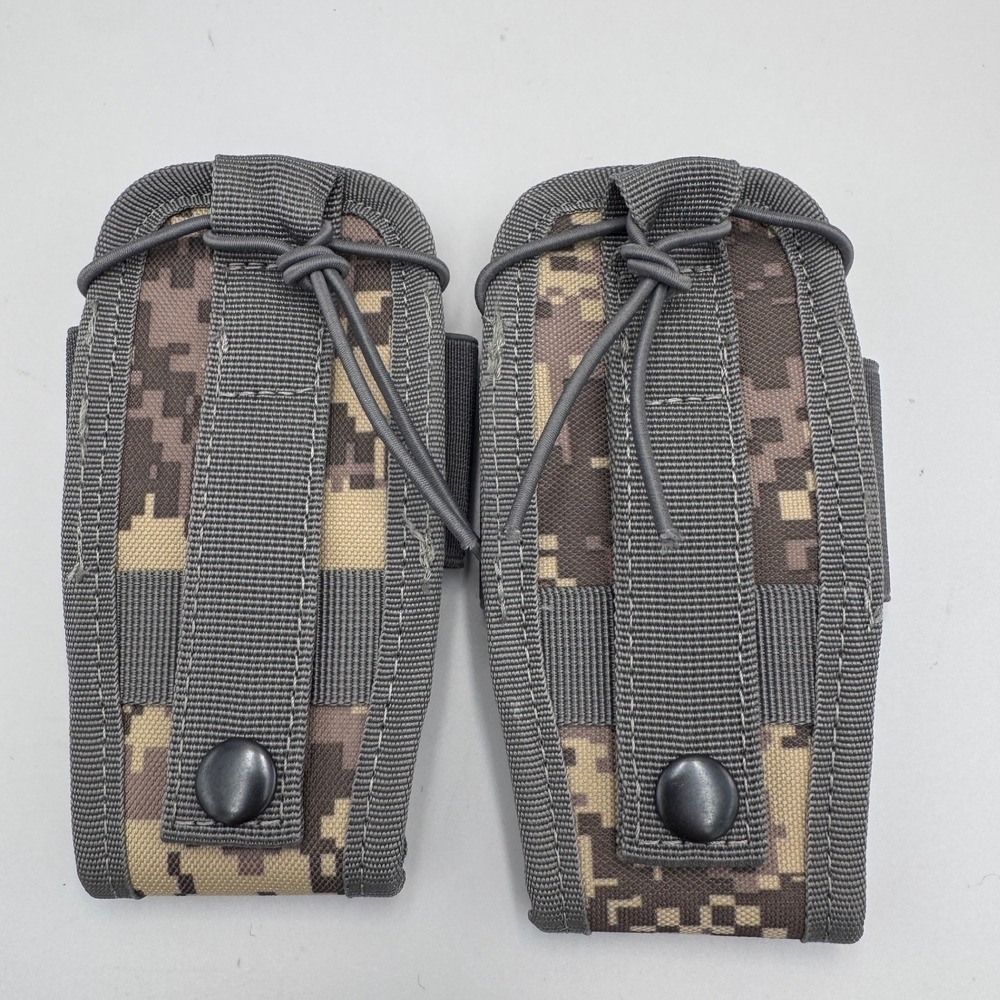 Set of 2 Tactical Magazine Pouches Digital Camo Grey Nylon Mag Holders - Picture 4 of 10